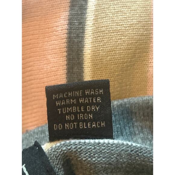 GUC Koman Sport Men's Collared 3 Button Green/Pink Stripe Sweater Size Large - Picture 4 of 5